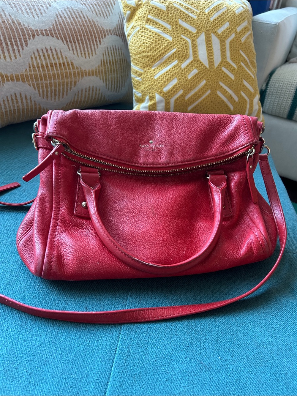 kate spade Red Pebbled Leather Shoulder Satchel